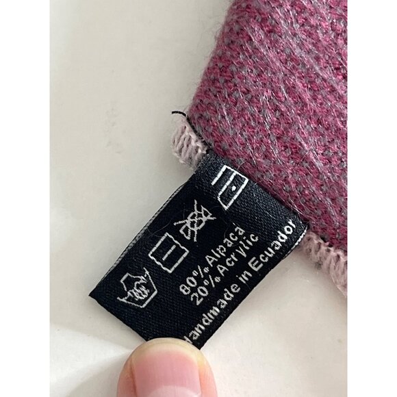 Shupacka Alpaca Blend Scarf Pink Gray Stripe Fuzzy Soft Warm Frayed Edges - Picture 5 of 7
